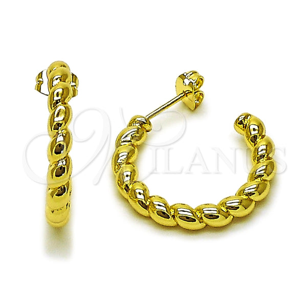 Argolla Pequeña 02.213.0952.25 Oro Laminado, Diseño de Torcido, Pulido, Tono Dorado