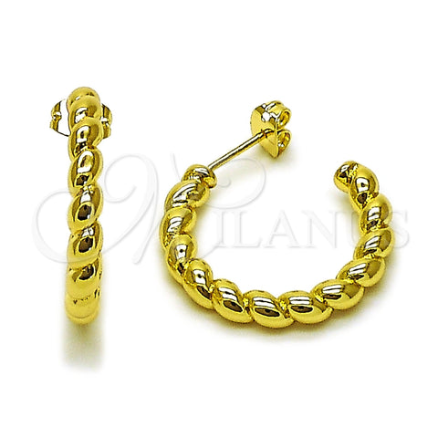 Argolla Pequeña 02.213.0952.25 Oro Laminado, Diseño de Torcido, Pulido, Tono Dorado