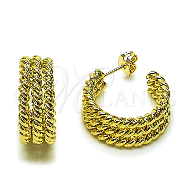 Argolla Pequeña 02.213.0953.20 Oro Laminado, Diseño de Torcido, Pulido, Tono Dorado