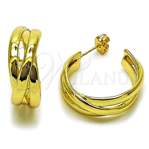 Argolla Pequeña 02.213.0958.25 Oro Laminado, Diseño de Torcido, Pulido, Tono Dorado
