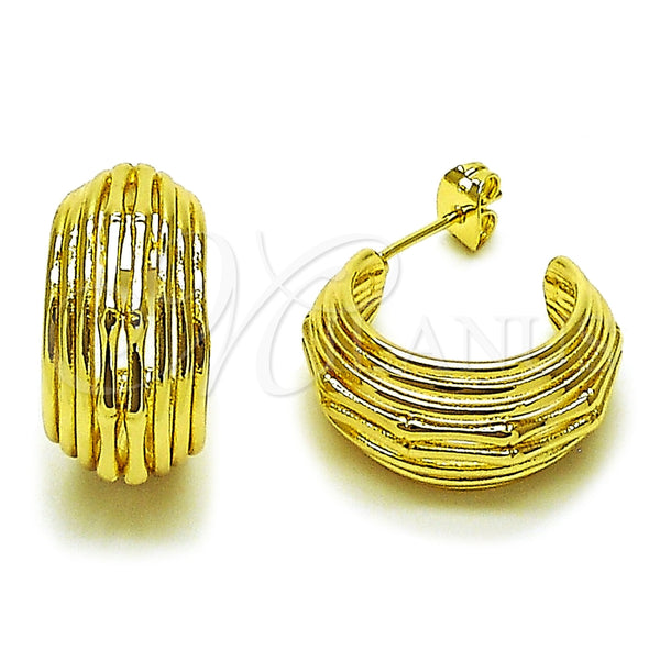 Argolla Pequeña 02.213.0959.20 Oro Laminado, Diseño de Bambu, Pulido, Tono Dorado