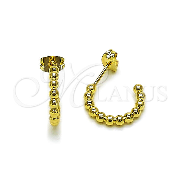Argolla Pequeña 02.213.0961.15 Oro Laminado, Diseño de Bola, Pulido, Tono Dorado