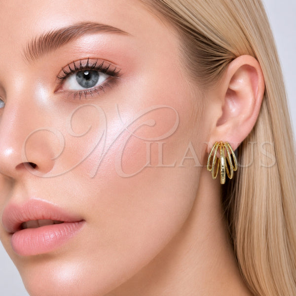 Argolla Pequeña 02.213.0964.20 Oro Laminado, Diamantado, Tono Dorado