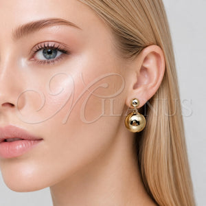 Arete Colgante 02.213.0967 Oro Laminado, Diseño de Bola y Hueco, Pulido, Tono Dorado