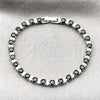 Pulsera Tennis 03.130.0015.07 Rodio Laminado, con Zirconia Cubica Negro y Blanca, Pulido, Rodinado (Grosor 04.8 MM, 8 Pulgadas de Largo)
