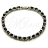 Pulsera Tennis 03.130.0015.07 Rodio Laminado, con Zirconia Cubica Negro y Blanca, Pulido, Rodinado (Grosor 04.8 MM, 8 Pulgadas de Largo)