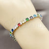 Pulsera Tennis 03.130.0015.1.07 Rodio Laminado, con Zirconia Cubica Multicolor y Blanca, Pulido, Rodinado (Grosor 04.8 MM, 8 Pulgadas de Largo)