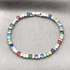 Pulsera Tennis 03.130.0015.1.07 Rodio Laminado, con Zirconia Cubica Multicolor y Blanca, Pulido, Rodinado (Grosor 04.8 MM, 8 Pulgadas de Largo)