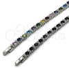 Pulsera Tennis 03.130.0015.1.07 Rodio Laminado, con Zirconia Cubica Multicolor y Blanca, Pulido, Rodinado (Grosor 04.8 MM, 8 Pulgadas de Largo)