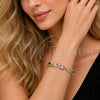 Pulsera Tennis 03.130.0016.07 Oro Laminado, Diseño de Mariposa y Cluster, con Zirconia Cubica Multicolor y Blanca, Pulido, Tono Dorado (Grosor 08.8 MM, 8 Pulgadas de Largo)