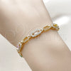 Pulsera Tennis 03.130.0018.07 Oro Laminado, Diseño de Cluster, con Zirconia Cubica Multicolor y Blanca, Pulido, Tono Dorado (Grosor 06.7 MM, 8 Pulgadas de Largo)