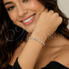 Pulsera Tennis 03.130.0019.07 Rodio Laminado, con Zirconia Cubica Blanca y Micro Pave Blanca, Pulido, Rodinado (Grosor 05.5 MM, 8 Pulgadas de Largo)
