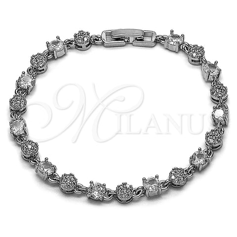 Pulsera Tennis 03.130.0019.07 Rodio Laminado, con Zirconia Cubica Blanca y Micro Pave Blanca, Pulido, Rodinado (Grosor 05.5 MM, 8 Pulgadas de Largo)