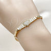Pulsera Elegante 03.130.0020.07 Oro Laminado, Diseño de Corazón, con Zirconia Cubica Blanca, Pulido, Tono Dorado (Grosor 04 MM, 8 Pulgadas de Largo)