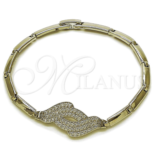 Pulsera Elegante 03.130.0021.07 Rodio Laminado, con Zirconia Cubica Blanca, Pulido, Rodinado (Grosor 04 MM, 8 Pulgadas de Largo)