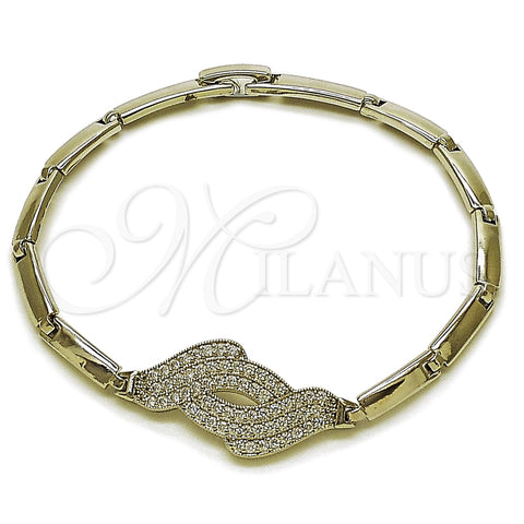 Pulsera Elegante 03.130.0021.07 Rodio Laminado, con Zirconia Cubica Blanca, Pulido, Rodinado (Grosor 04 MM, 8 Pulgadas de Largo)