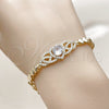 Pulsera Elegante 03.130.0022.07 Oro Laminado, Diseño de Corazón, con Zirconia Cubica Blanca, Pulido, Tono Dorado (Grosor 05 MM, 8 Pulgadas de Largo)