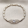 Pulsera Elegante 03.130.0022.07 Oro Laminado, Diseño de Corazón, con Zirconia Cubica Blanca, Pulido, Tono Dorado (Grosor 05 MM, 8 Pulgadas de Largo)