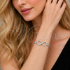 Pulsera Elegante 03.283.0047.1.07 Rodio Laminado, Diseño de Infinito y Baguette, con Zirconia Cubica Blanca y Micro Pave Blanca, Pulido, Rodinado (Grosor 05 MM, 8 Pulgadas de Largo)