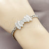 Pulsera Elegante 03.130.0023.1.08 Rodio Laminado, Diseño de Arco y Miami Cubana, con Zirconia Cubica Blanca y Micro Pave Blanca, Pulido, Rodinado (Grosor 05.2 MM, 8 Pulgadas de Largo)
