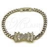 Pulsera Elegante 03.130.0023.1.08 Rodio Laminado, Diseño de Arco y Miami Cubana, con Zirconia Cubica Blanca y Micro Pave Blanca, Pulido, Rodinado (Grosor 05.2 MM, 8 Pulgadas de Largo)