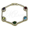 Pulsera Tennis 03.266.0050.4.07 Rodio Laminado, Diseño de Gota y Cluster, con Zirconia Cubica Multicolor y Blanca, Pulido, Rodinado (Grosor 10.2 MM, 7 Pulgadas de Largo)