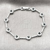 Pulsera Tennis 03.266.0057.4.07 Rodio Laminado, Diseño de Cluster, con Zirconia Cubica Negro y Blanca, Pulido, Rodinado (Grosor 07.1 MM, 7 Pulgadas de Largo)