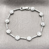Pulsera Tennis 03.266.0057.5.07 Rodio Laminado, Diseño de Cluster, con Zirconia Cubica Blanca, Pulido, Rodinado (Grosor 07.1 MM, 7 Pulgadas de Largo)