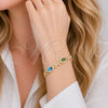 Pulsera Tennis 03.130.0025.07 Oro Laminado, Diseño de Besos y Abrazos y Cluster, con Zirconia Cubica Multicolor y Blanca, Pulido, Tono Dorado (Grosor 08.8 MM, 7 Pulgadas de Largo)