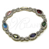 Pulsera Tennis 03.130.0025.1.07 Rodio Laminado, Diseño de Besos y Abrazos y Cluster, con Zirconia Cubica Multicolor y Blanca, Pulido, Rodinado (Grosor 08.8 MM, 7 Pulgadas de Largo)