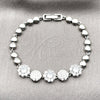 Pulsera Elegante 03.130.0027.07 Rodio Laminado, Diseño de Cluster, con Zirconia Cubica Blanca y Micro Pave Blanca, Pulido, Rodinado (Grosor 06 MM, 8 Pulgadas de Largo)