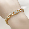 Pulsera Elegante 03.130.0028.07 Oro Laminado, Diseño de Puff Mariner y Miami Cubana, con Zirconia Cubica Blanca, Pulido, Tono Dorado (Grosor 08.7 MM, 7 Pulgadas de Largo)