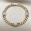 Pulsera Elegante 03.130.0028.07 Oro Laminado, Diseño de Puff Mariner y Miami Cubana, con Zirconia Cubica Blanca, Pulido, Tono Dorado (Grosor 08.7 MM, 7 Pulgadas de Largo)