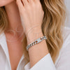 Pulsera Elegante 03.130.0028.1.07 Rodio Laminado, Diseño de Puff Mariner y Miami Cubana, con Zirconia Cubica Blanca, Pulido, Rodinado (Grosor 08.7 MM, 7 Pulgadas de Largo)