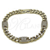 Pulsera Elegante 03.130.0028.1.07 Rodio Laminado, Diseño de Puff Mariner y Miami Cubana, con Zirconia Cubica Blanca, Pulido, Rodinado (Grosor 08.7 MM, 7 Pulgadas de Largo)