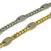 Pulsera Elegante 03.130.0028.1.07 Rodio Laminado, Diseño de Puff Mariner y Miami Cubana, con Zirconia Cubica Blanca, Pulido, Rodinado (Grosor 08.7 MM, 7 Pulgadas de Largo)