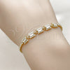 Pulsera Elegante 03.130.0030.07 Oro Laminado, Diseño de Cluster y Baguette, con Zirconia Cubica Blanca, Pulido, Tono Dorado (Grosor 02 MM, 7 Pulgadas de Largo)