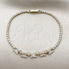 Pulsera Elegante 03.130.0030.07 Oro Laminado, Diseño de Cluster y Baguette, con Zirconia Cubica Blanca, Pulido, Tono Dorado (Grosor 02 MM, 7 Pulgadas de Largo)
