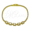 Pulsera Elegante 03.130.0030.07 Oro Laminado, Diseño de Cluster y Baguette, con Zirconia Cubica Blanca, Pulido, Tono Dorado (Grosor 02 MM, 7 Pulgadas de Largo)