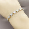 Pulsera Elegante 03.130.0030.1.07 Rodio Laminado, Diseño de Cluster y Baguette, con Zirconia Cubica Blanca, Pulido, Rodinado (Grosor 02 MM, 7 Pulgadas de Largo)
