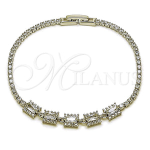 Pulsera Elegante 03.130.0030.1.07 Rodio Laminado, Diseño de Cluster y Baguette, con Zirconia Cubica Blanca, Pulido, Rodinado (Grosor 02 MM, 7 Pulgadas de Largo)