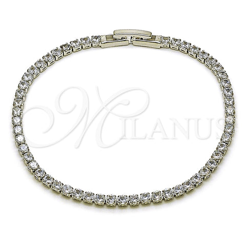 Pulsera Tennis 03.130.0006.2.07 Rodio Laminado, con Zirconia Cubica Blanca, Pulido, Rodinado (Grosor 02.5 MM, 8 Pulgadas de Largo)