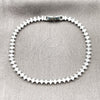 Pulsera Tennis 03.130.0031.07 Rodio Laminado, con Zirconia Cubica Blanca, Pulido, Rodinado (Grosor 04 MM, 7 Pulgadas de Largo)