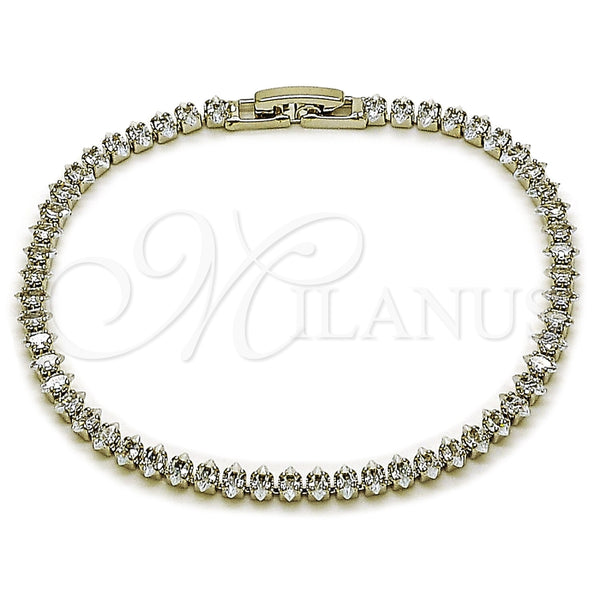 Pulsera Tennis 03.130.0031.07 Rodio Laminado, con Zirconia Cubica Blanca, Pulido, Rodinado (Grosor 04 MM, 7 Pulgadas de Largo)