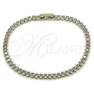 Pulsera Tennis 03.130.0031.07 Rodio Laminado, con Zirconia Cubica Blanca, Pulido, Rodinado (Grosor 04 MM, 7 Pulgadas de Largo)