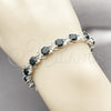 Pulsera Tennis 03.130.0032.07 Rodio Laminado, con Zirconia Cubica Negro y Blanca, Pulido, Rodinado (Grosor 08 MM, 8 Pulgadas de Largo)