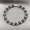 Pulsera Tennis 03.130.0032.07 Rodio Laminado, con Zirconia Cubica Negro y Blanca, Pulido, Rodinado (Grosor 08 MM, 8 Pulgadas de Largo)