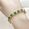 Pulsera Tennis 03.130.0032.2.07 Oro Laminado, con Zirconia Cubica Verde y Blanca, Pulido, Tono Dorado (Grosor 08 MM, 8 Pulgadas de Largo)