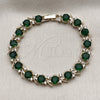 Pulsera Tennis 03.130.0032.2.07 Oro Laminado, con Zirconia Cubica Verde y Blanca, Pulido, Tono Dorado (Grosor 08 MM, 8 Pulgadas de Largo)