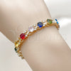 Pulsera Tennis 03.130.0032.4.07 Oro Laminado, con Zirconia Cubica Multicolor y Blanca, Pulido, Tono Dorado (Grosor 08 MM, 8 Pulgadas de Largo)